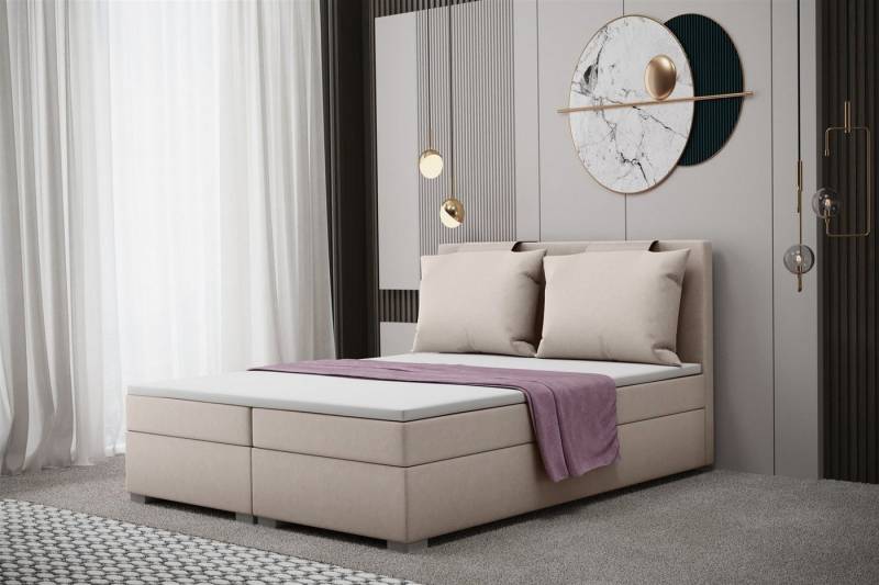 Fun Möbel Boxspringbett Boxspringbett Schlafzimmerbett MATRO 200er in Stoff mit Bettkästen (inkl. Kaltschaumtopper) von Fun Möbel