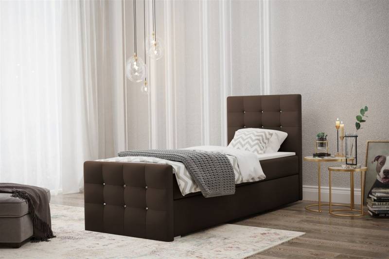Fun Möbel Boxbett Schlafzimmerbett MAURO in Stoff Braun 90 / 100 x 200 cm (1-St), inkl. Bettkasten von Fun Möbel