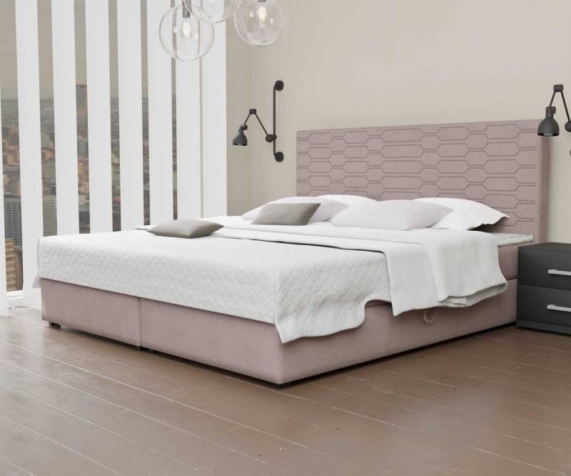Fun Möbel Boxbett Schlafzimmerbett OMERO in Stoff Cloud (inkl. Bettkästen, inkl. Kaltschaumtopper), auch in Überlänge erhältlich von Fun Möbel
