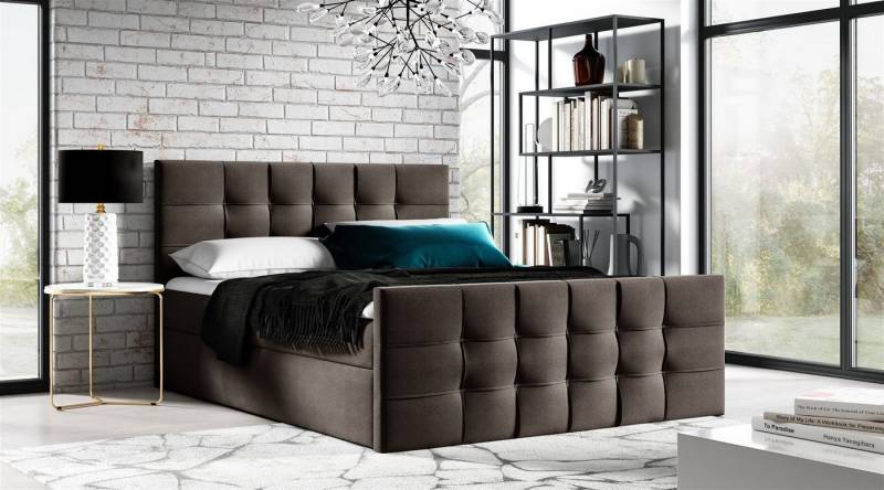 Fun Möbel Boxbett Schlafzimmerbett OVIEDO LUX Überlänge (inkl. Bettkästen, inkl. Kaltschaumtopper), Überlänge von Fun Möbel