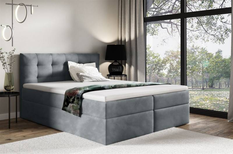 Fun Möbel Boxbett Schlafzimmerbett OVIEDO XL in Stoff Fresh (inkl. Bettkästen, inkl. Kaltschaumtopper), eingebautes Liftsystem für Bettkästen, Überlänge von Fun Möbel