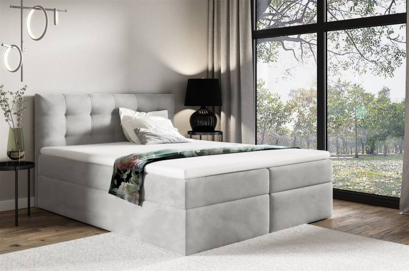 Fun Möbel Boxbett Schlafzimmerbett OVIEDO XL in Stoff Fresh (inkl. Bettkästen, inkl. Kaltschaumtopper), eingebautes Liftsystem für Bettkästen, Überlänge von Fun Möbel