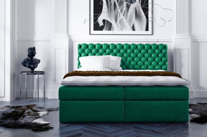 Fun Möbel Boxspringbett Boxspringbett Schlafzimmerbett PARINI in Stoff Gloss Velvet (inkl. Bettkästen, inkl. Kaltschaumtopper) von Fun Möbel