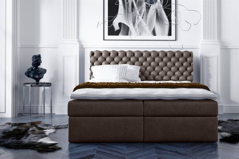 Fun Möbel Boxspringbett Boxspringbett Schlafzimmerbett PARINI in Stoff Gloss Velvet (inkl. Bettkästen, inkl. Kaltschaumtopper) von Fun Möbel