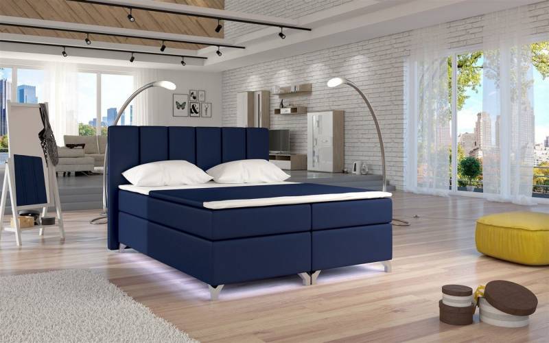 Fun Möbel Boxspringbett Boxspringbett Schlafzimmerbett PARMA mit LED (inkl. Bettkästen, inkl. Kaltschaumtopper) von Fun Möbel