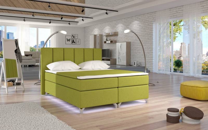 Fun Möbel Boxspringbett Boxspringbett Schlafzimmerbett PARMA mit LED (inkl. Bettkästen, inkl. Kaltschaumtopper) von Fun Möbel