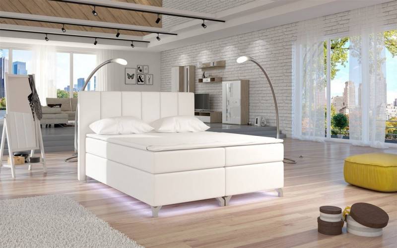 Fun Möbel Boxspringbett Boxspringbett Schlafzimmerbett PARMA mit LED (inkl. Bettkästen, inkl. Kaltschaumtopper) von Fun Möbel