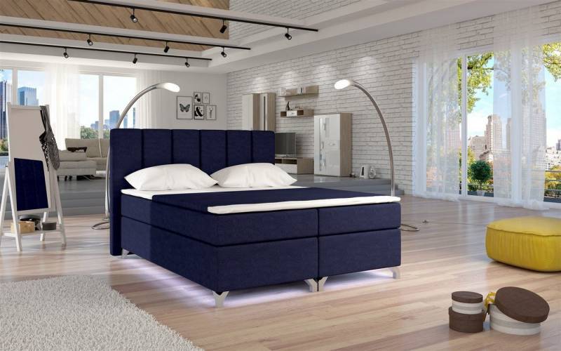 Fun Möbel Boxspringbett Boxspringbett Schlafzimmerbett PARMA mit LED (inkl. Bettkästen, inkl. Kaltschaumtopper) von Fun Möbel