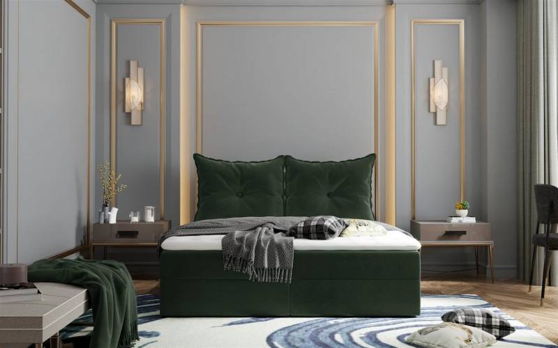 Fun Möbel Boxspringbett Boxspringbett Schlafzimmerbett PERLA in Stoff Opera Velvet (inkl. Bettkästen, inkl. Kaltschaumtopper) von Fun Möbel