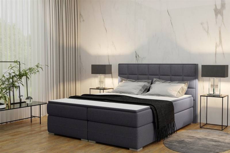 Fun Möbel Boxspringbett Boxspringbett Schlafzimmerbett PRATO in Stoff Sawana (inkl. Bettkasten, inkl. Kaltschaumtopper) von Fun Möbel