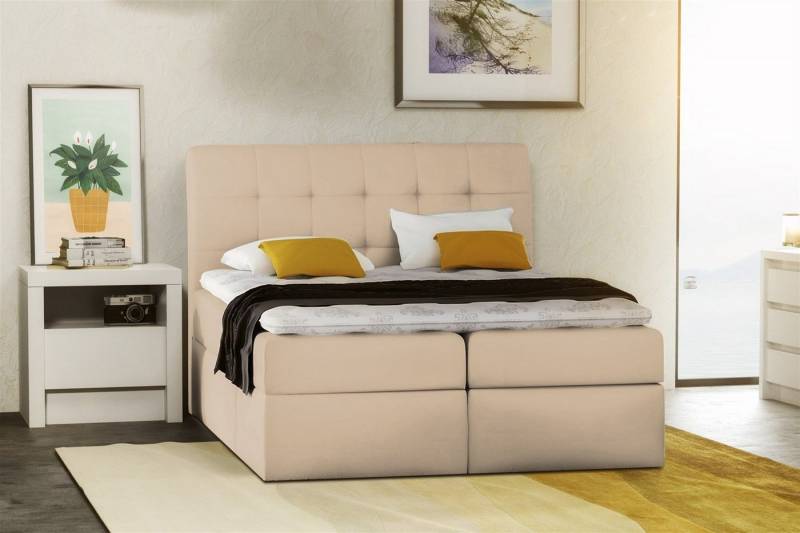 Fun Möbel Boxspringbett Boxspringbett Schlafzimmerbett TURIN in Kunstleder inkl. Bettkasten (inkl. Viscoschaumtopper) von Fun Möbel