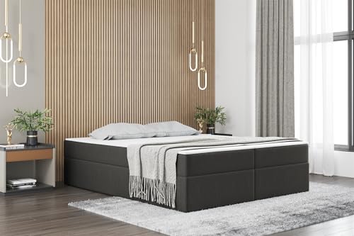 Fun Möbel Boxspringbett Dachschräge Bett PRIMA Stoff Soro in Überlänge (Dunkelgrau, 160x220 cm) von Fun Möbel
