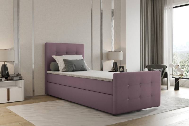 Fun Möbel Boxbett Gästebett MARKOS in Stoff Soro (Liegefläche in Stoff und Farbe des Bettes, inkl. Bettkasten und Topper), Strasssteine in Kopf- und Fußteil von Fun Möbel