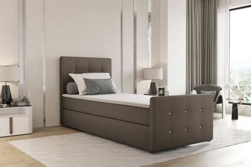 Fun Möbel Boxbett Gästebett MARKOS in Stoff Soro (Liegefläche in Stoff und Farbe des Bettes, inkl. Bettkasten und Topper), Strasssteine in Kopf- und Fußteil von Fun Möbel