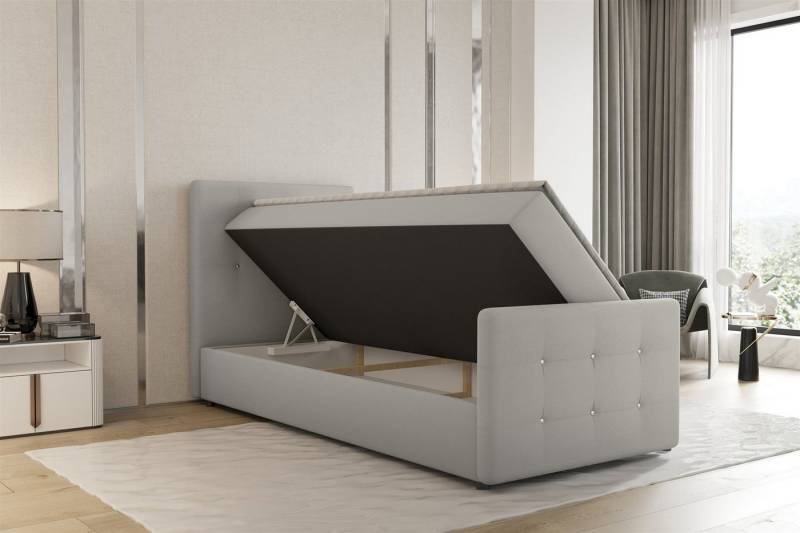 Fun Möbel Boxbett Gästebett MARKOS in Stoff Soro (Liegefläche in Stoff und Farbe des Bettes, inkl. Bettkasten und Topper), Strasssteine in Kopf- und Fußteil von Fun Möbel