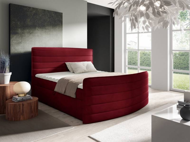 Fun Möbel Boxbett Schlafzimmerbett AMBRA in Stoff Elisa Velvet (inkl. Topper), inkl. Bettkästen von Fun Möbel