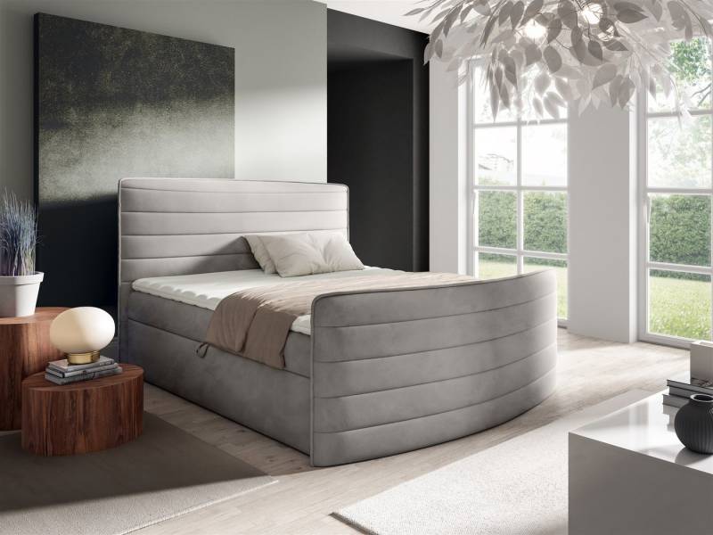 Fun Möbel Boxbett Schlafzimmerbett AMBRA in Stoff Elisa Velvet (inkl. Topper), inkl. Bettkästen von Fun Möbel