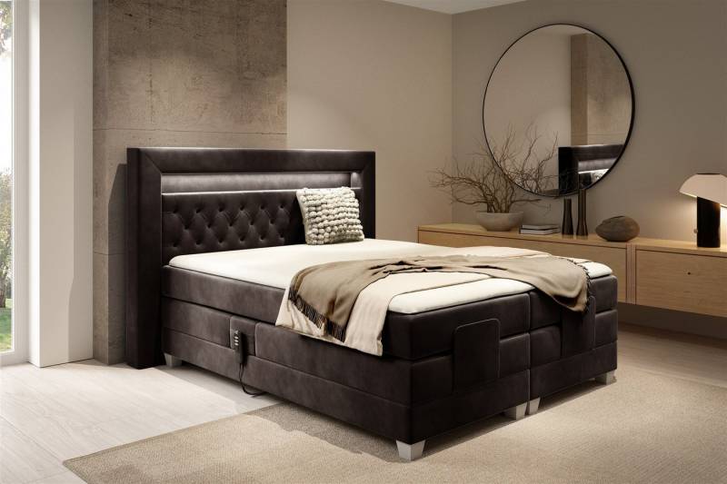Fun Möbel Boxspringbett Schlafzimmerbett ARMANDO Elektrisch in Stoff Fresh (inkl. Kaltschaumtopper), Matratzen elektrisch verstellbar von Fun Möbel
