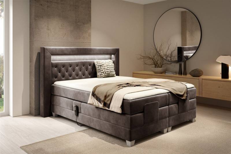 Fun Möbel Boxspringbett Schlafzimmerbett ARMANDO Elektrisch in Stoff Fresh (inkl. Kaltschaumtopper), Matratzen elektrisch verstellbar von Fun Möbel