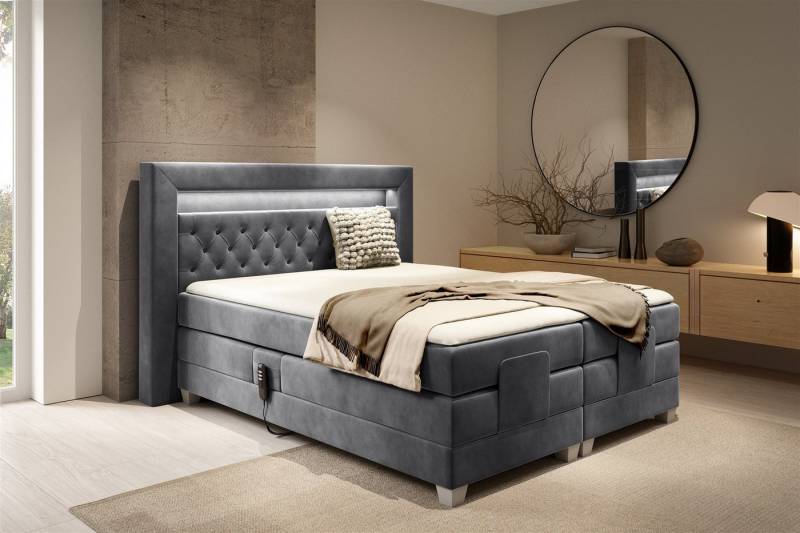 Fun Möbel Boxspringbett Schlafzimmerbett ARMANDO Elektrisch in Stoff Fresh (inkl. Kaltschaumtopper), Matratzen elektrisch verstellbar von Fun Möbel