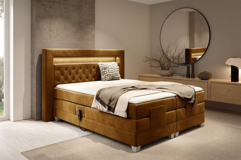 Fun Möbel Boxspringbett Schlafzimmerbett ARMANDO Elektrisch in Stoff Fresh (inkl. Kaltschaumtopper), Matratzen elektrisch verstellbar von Fun Möbel