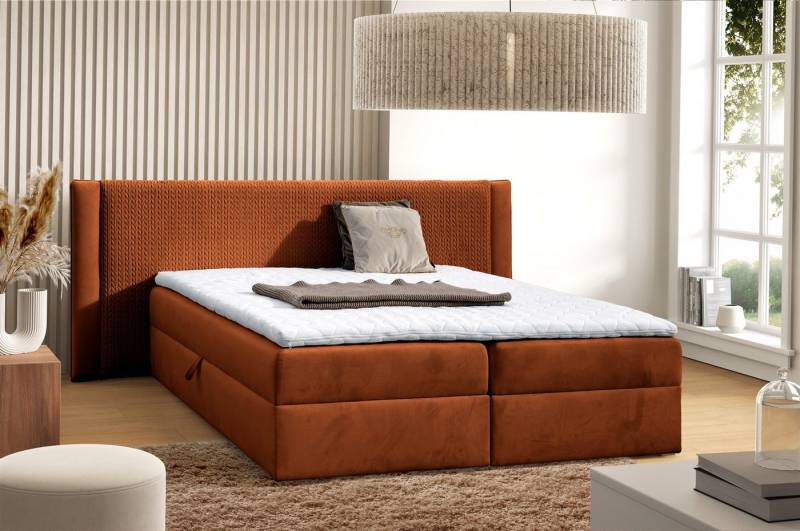 Fun Möbel Boxspringbett Schlafzimmerbett CEDRIC in Stoff (inkl. Topper), inkl. Bettkästen von Fun Möbel