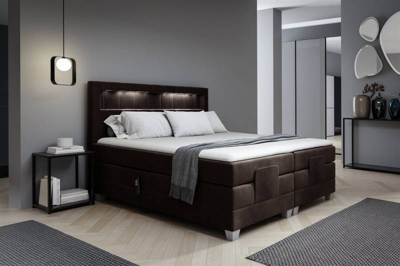 Fun Möbel Boxspringbett Schlafzimmerbett DAVIDE Elektrisch in Stoff Fresh (inkl. Topper), Matratzen elektrisch verstellbar von Fun Möbel