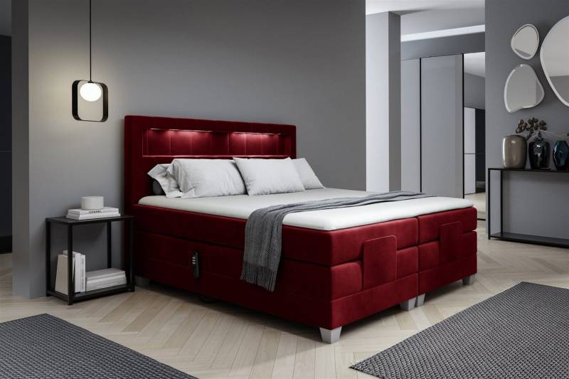 Fun Möbel Boxspringbett Schlafzimmerbett DAVIDE Elektrisch in Stoff Fresh (inkl. Topper), Matratzen elektrisch verstellbar von Fun Möbel