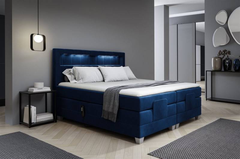 Fun Möbel Boxspringbett Schlafzimmerbett DAVIDE Elektrisch in Stoff Fresh (inkl. Topper), Matratzen elektrisch verstellbar von Fun Möbel