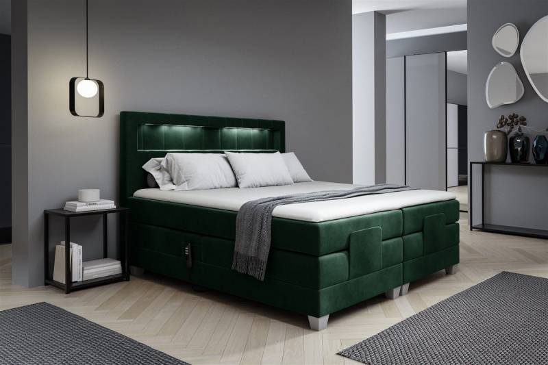 Fun Möbel Boxspringbett Schlafzimmerbett DAVIDE Elektrisch in Stoff Fresh (inkl. Topper), Matratzen elektrisch verstellbar von Fun Möbel