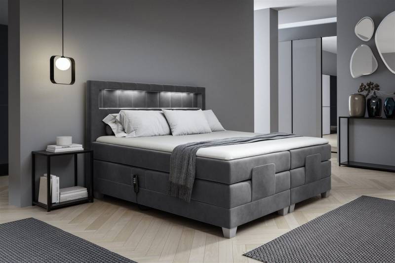 Fun Möbel Boxspringbett Schlafzimmerbett DAVIDE Elektrisch in Stoff Fresh (inkl. Topper), Matratzen elektrisch verstellbar von Fun Möbel