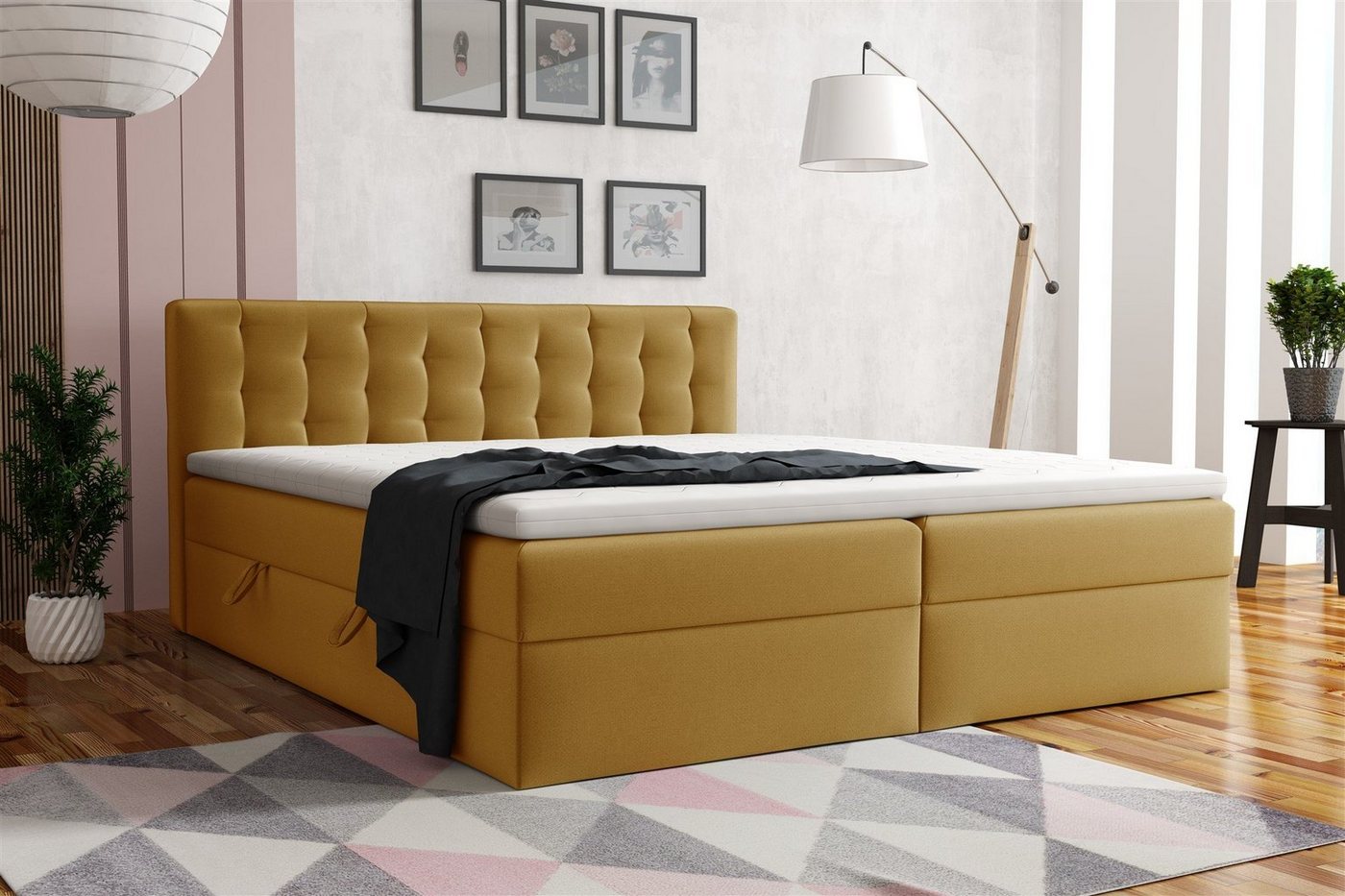 Fun Möbel Boxspringbett Schlafzimmerbett DIAGO in Stoff (inkl. Topper und Bettkästen) von Fun Möbel
