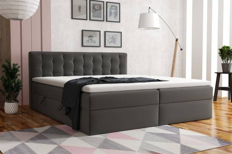 Fun Möbel Boxspringbett Schlafzimmerbett DIAGO in Stoff (inkl. Topper und Bettkästen) von Fun Möbel