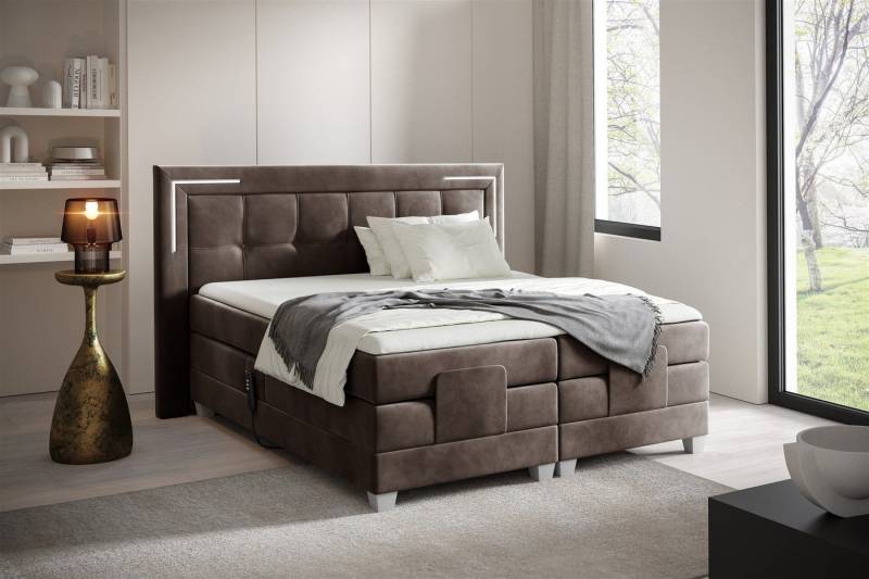Fun Möbel Boxspringbett Schlafzimmerbett DORES Elektrisch in Stoff Fresh (inkl. Kaltschaumtopper), Matratzen elektrisch verstellbar von Fun Möbel