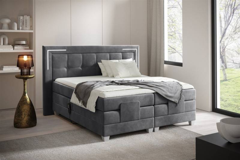 Fun Möbel Boxspringbett Schlafzimmerbett DORES Elektrisch in Stoff Fresh (inkl. Kaltschaumtopper), Matratzen elektrisch verstellbar von Fun Möbel