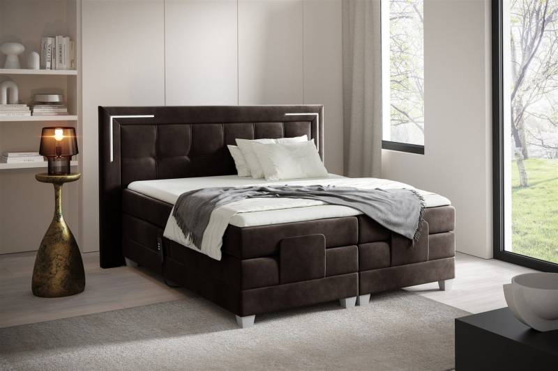 Fun Möbel Boxspringbett Schlafzimmerbett DORES Elektrisch in Stoff Fresh (inkl. Kaltschaumtopper), Matratzen elektrisch verstellbar von Fun Möbel