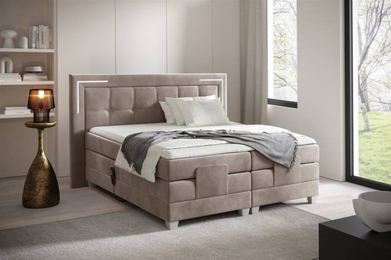 Fun Möbel Boxspringbett Schlafzimmerbett DORES Elektrisch in Stoff Fresh (inkl. Kaltschaumtopper), Matratzen elektrisch verstellbar von Fun Möbel