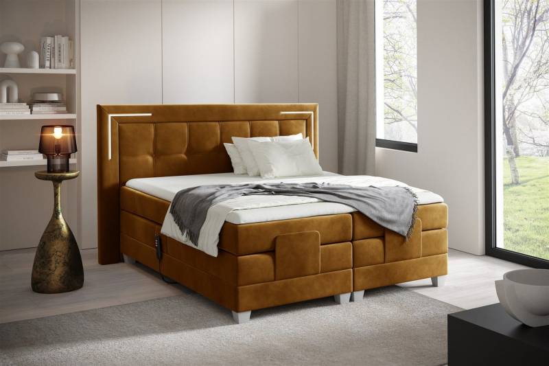 Fun Möbel Boxspringbett Schlafzimmerbett DORES Elektrisch in Stoff Fresh (inkl. Kaltschaumtopper), Matratzen elektrisch verstellbar von Fun Möbel