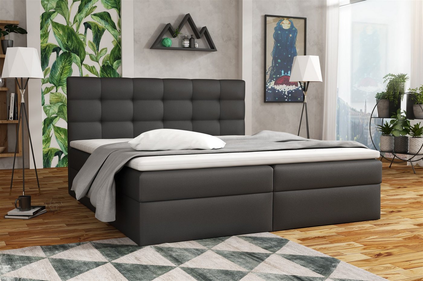 Fun Möbel Boxbett DORIANO in Stoff oder Kunstleder (inkl. Kaltschaumtopper), 2 x Bettkasten von Fun Möbel