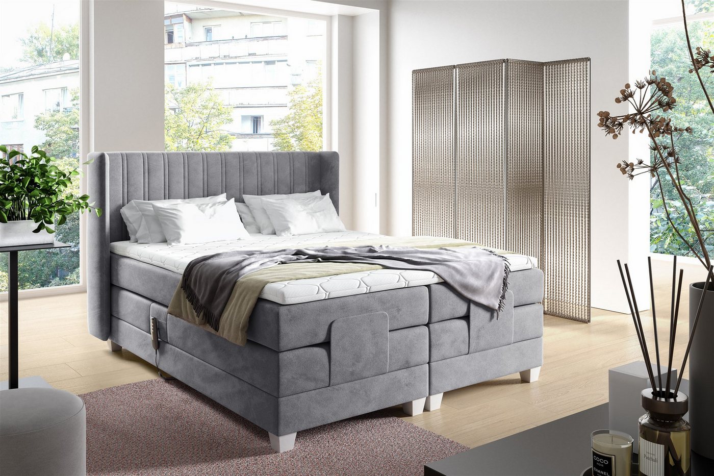 Fun Möbel Boxspringbett Schlafzimmerbett Elektrisches Bett MAGNUS (inkl. Topper), Liegefläche elektrisch verstellbar von Fun Möbel