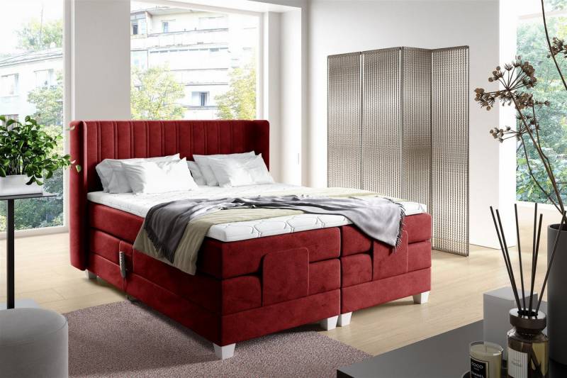 Fun Möbel Boxspringbett Schlafzimmerbett Elektrisches Bett MAGNUS in Stoff Salvador (inkl. Topper), Liegefläche elektrisch verstellbar von Fun Möbel