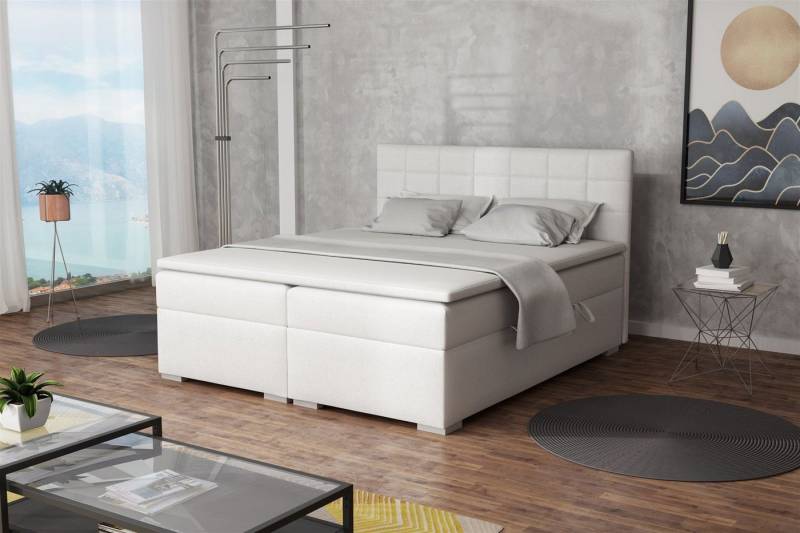 Fun Möbel Boxbett Schlafzimmerbett FARUK (inkl. Bettkästen und Topper, Kunstleder oder Stoff), Beidseitig aufklappbare Bettkästen von Fun Möbel