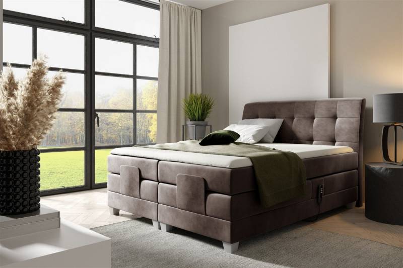 Fun Möbel Boxspringbett Schlafzimmerbett FRANCO Elektrisch in Stoff Fresh (inkl. Topper), Matratzen elektrisch verstellbar von Fun Möbel