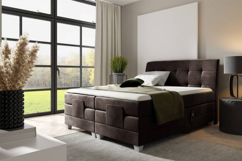 Fun Möbel Boxspringbett Schlafzimmerbett FRANCO Elektrisch in Stoff Fresh (inkl. Topper), Matratzen elektrisch verstellbar von Fun Möbel