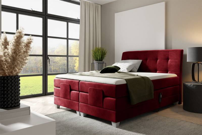 Fun Möbel Boxspringbett Schlafzimmerbett FRANCO Elektrisch in Stoff Fresh (inkl. Topper), Matratzen elektrisch verstellbar von Fun Möbel