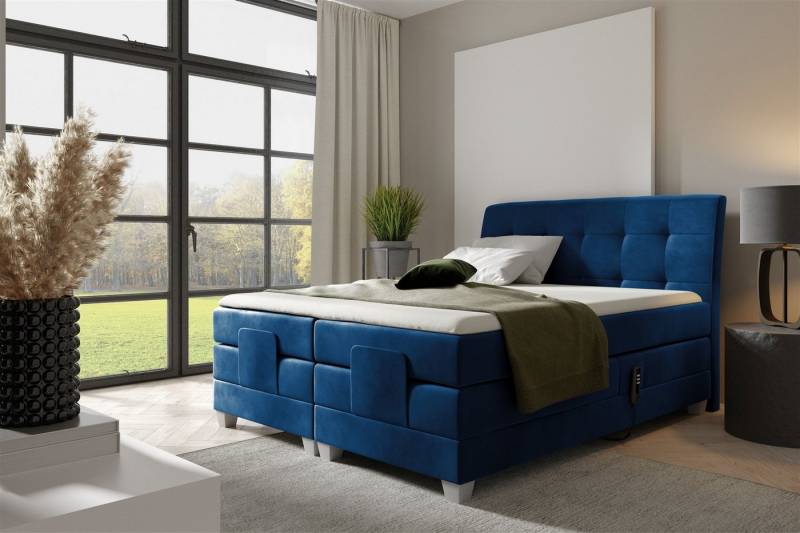 Fun Möbel Boxspringbett Schlafzimmerbett FRANCO Elektrisch in Stoff Fresh (inkl. Topper), Matratzen elektrisch verstellbar von Fun Möbel