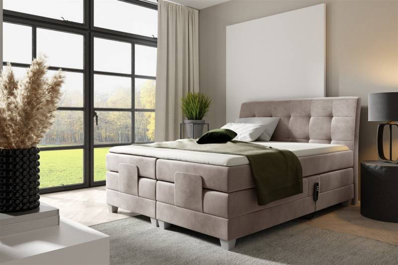 Fun Möbel Boxspringbett Schlafzimmerbett FRANCO Elektrisch in Stoff Fresh (inkl. Topper), Matratzen elektrisch verstellbar von Fun Möbel