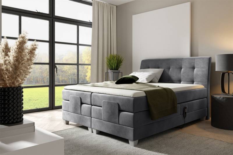 Fun Möbel Boxspringbett Schlafzimmerbett FRANCO Elektrisch in Stoff Fresh (inkl. Topper), Matratzen elektrisch verstellbar von Fun Möbel
