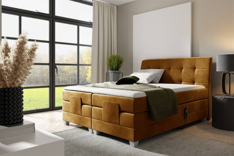 Fun Möbel Boxspringbett Schlafzimmerbett FRANCO Elektrisch in Stoff Fresh (inkl. Topper), Matratzen elektrisch verstellbar von Fun Möbel