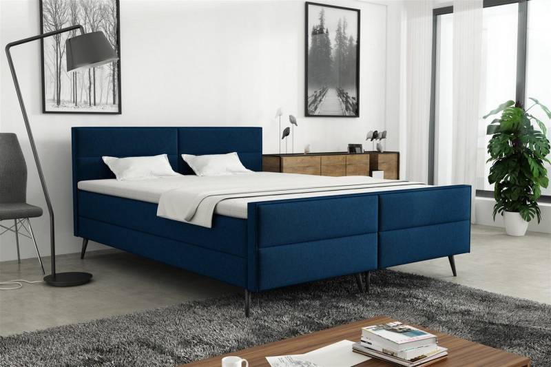 Fun Möbel Boxspringbett Schlafzimmerbett GRANADA in Stoff (inkl. Topper), frei im Raum stellbar von Fun Möbel